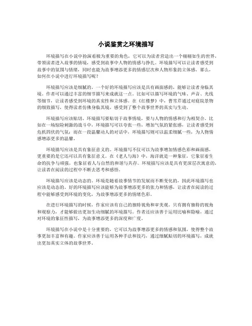 小说鉴赏之环境描写