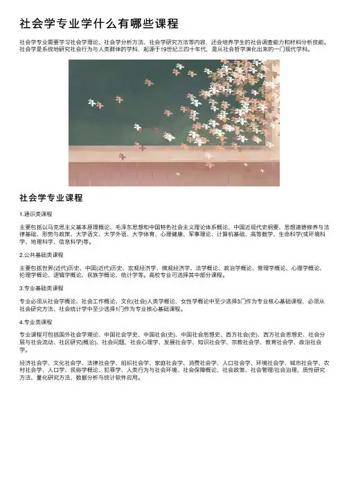 社会学专业学什么有哪些课程