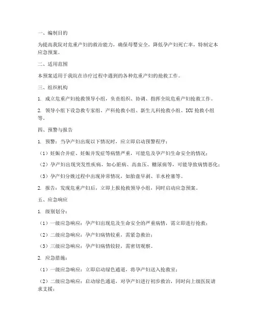 危重产妇应急预案