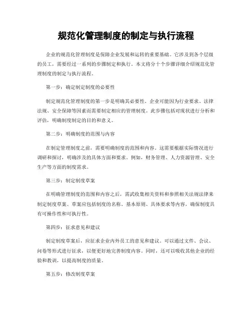 规范化管理制度的制定与执行流程