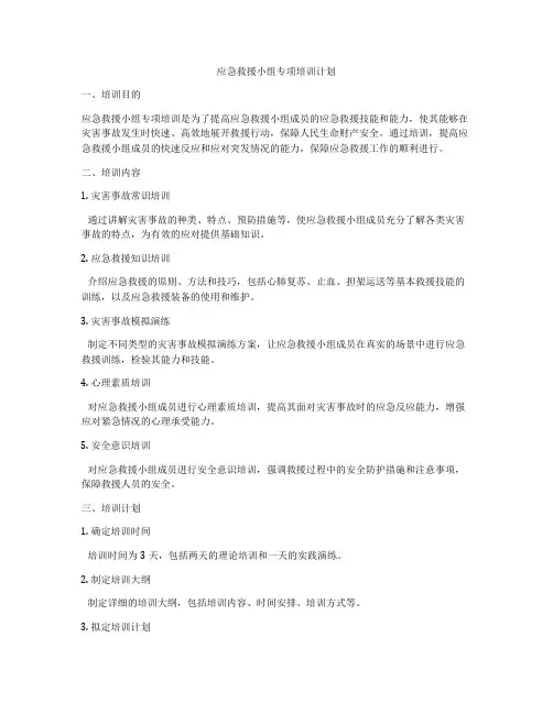 应急救援小组专项培训计划