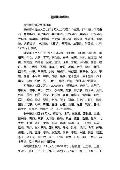 滕州城镇明细