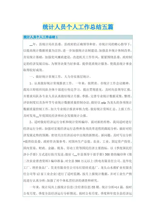 统计人员个人工作总结五篇