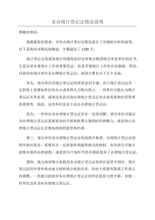 未办统计登记证情况说明