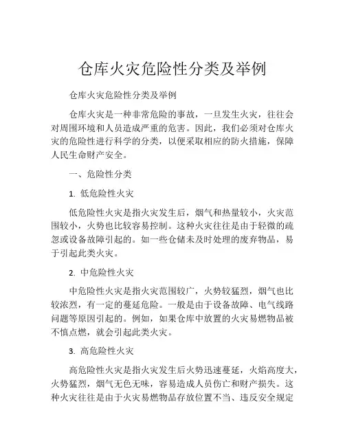 仓库火灾危险性分类及举例