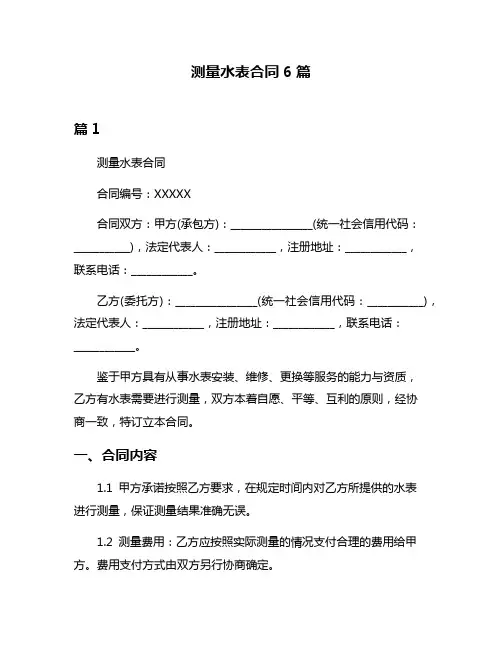 测量水表合同6篇