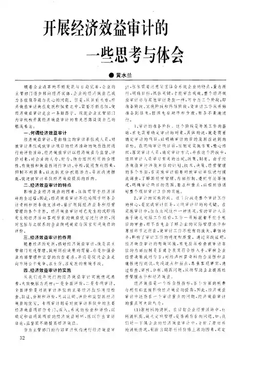 开展经济效益审计的一些思考与体会