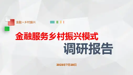 金融服务乡村振兴模式调研报告PPT