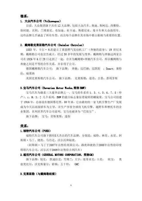 全球汽车品牌分布