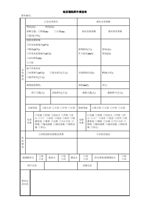 地面塌陷调查表