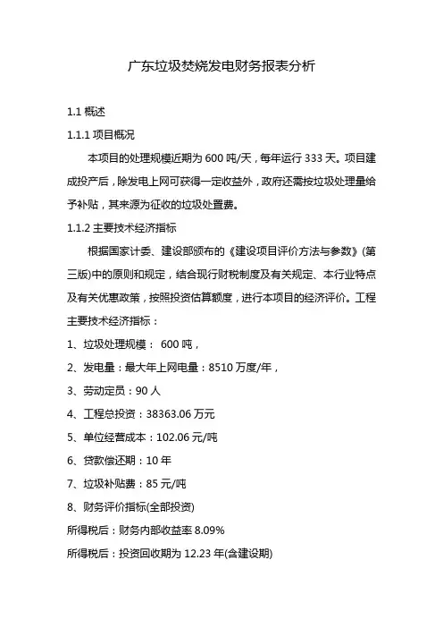 广东垃圾焚烧发电财务报表分析