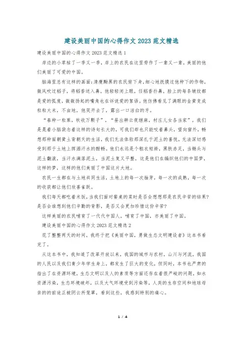 建设美丽中国的心得作文2023范文精选