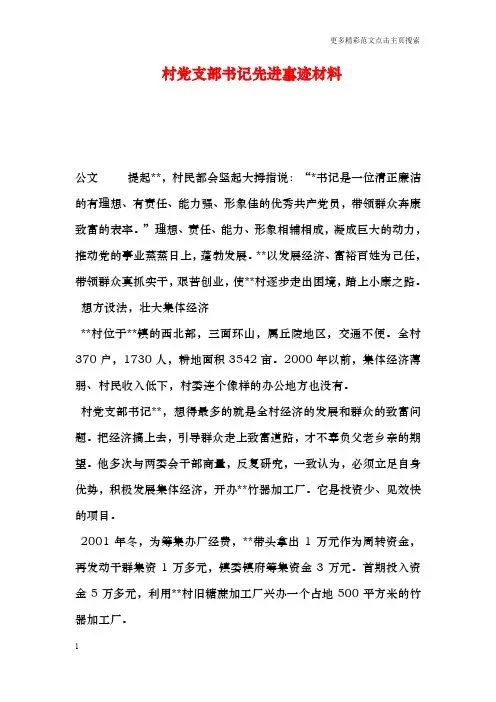 村党支部书记先进事迹材料