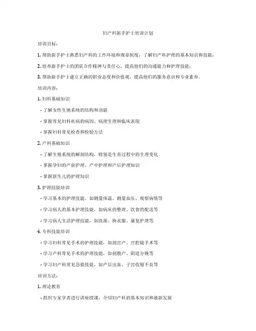 妇产科新手护士培训计划