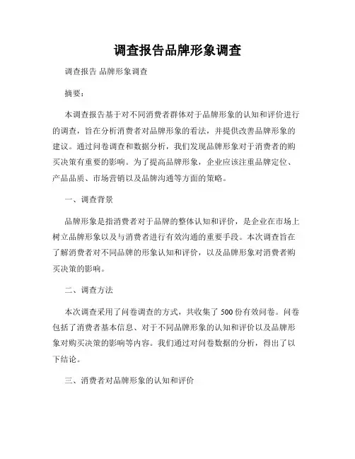 调查报告品牌形象调查