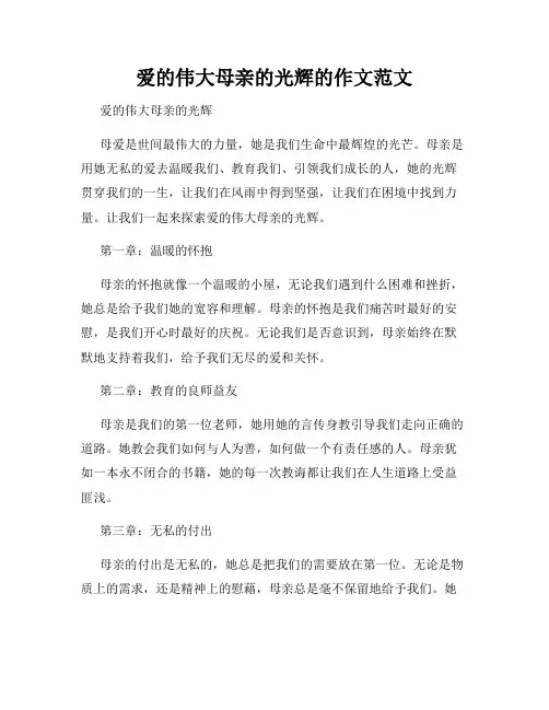 爱的伟大母亲的光辉的作文范文