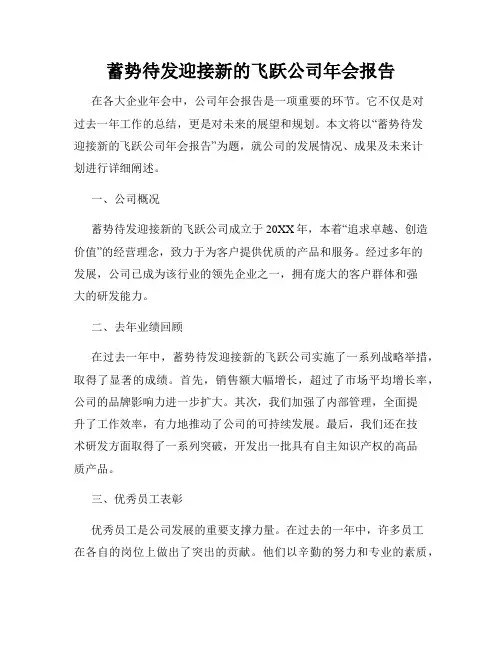 蓄势待发迎接新的飞跃公司年会报告