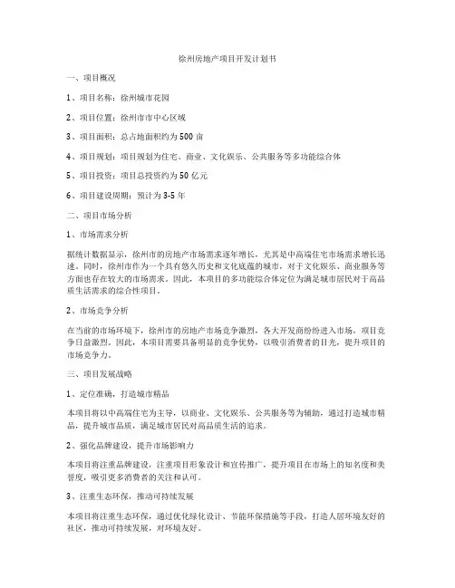 徐州房地产项目开发计划书