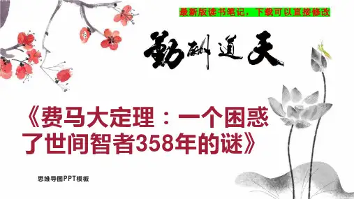 《费马大定理：一个困惑了世间智者358年的谜》读书笔记PPT模板思维导图下载