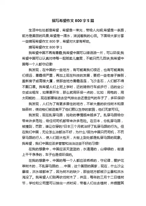 描写希望作文800字5篇
