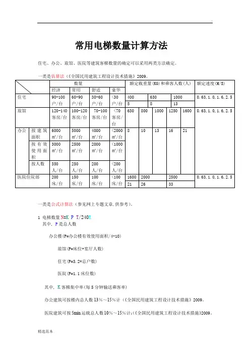 常用建筑电梯数量确定方法