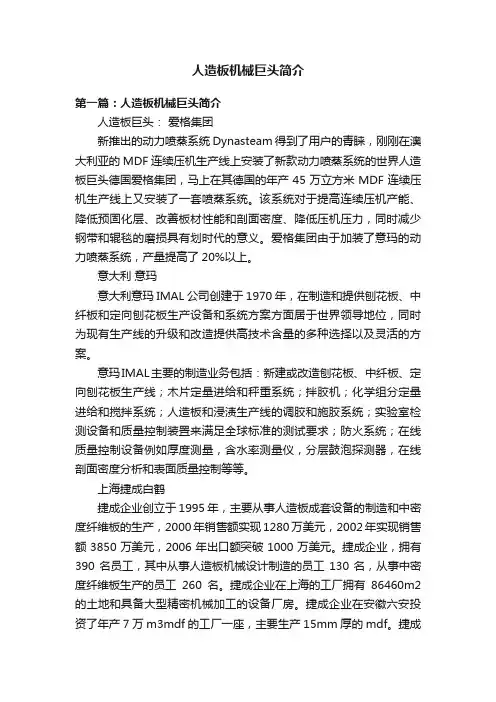 人造板机械巨头简介