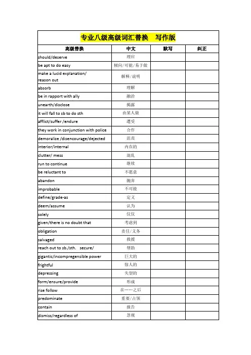 英语专八高级词汇替换  写作版