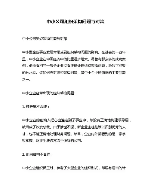 中小公司组织架构问题与对策