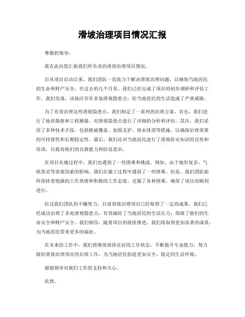 滑坡治理项目情况汇报