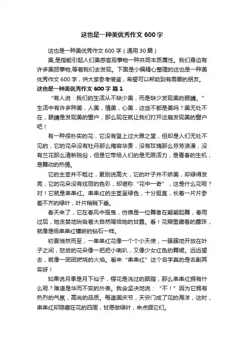 这也是一种美优秀作文600字（通用30篇）