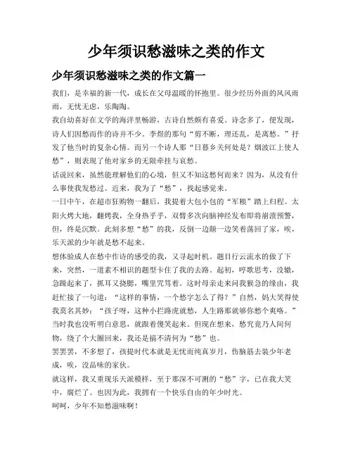 少年须识愁滋味之类的作文