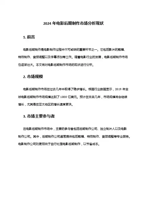2024年电影后期制作市场分析现状