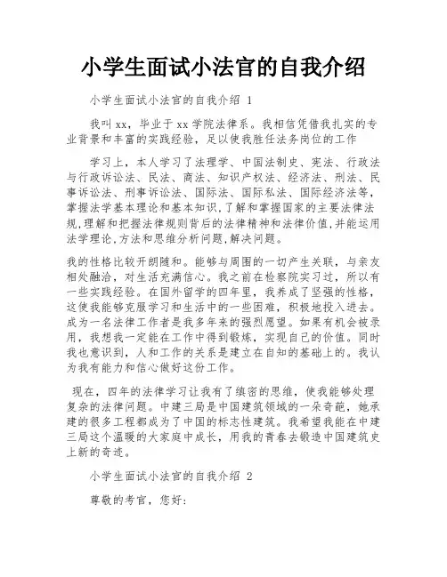 小学生面试小法官的自我介绍