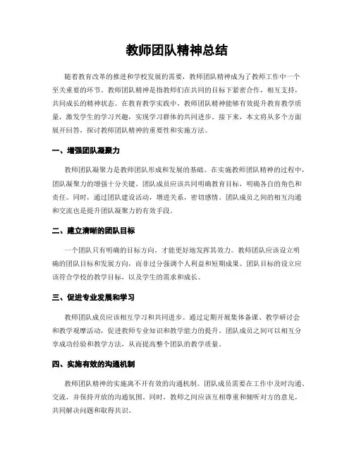 教师团队精神总结