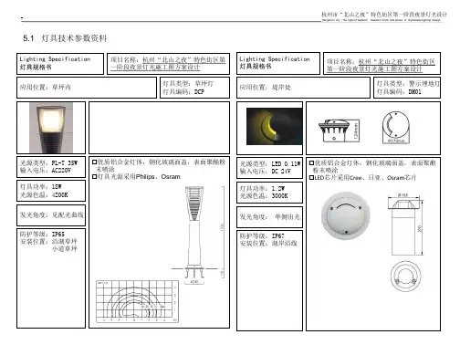 灯具技术参数资料