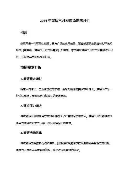 2024年煤层气开发市场需求分析