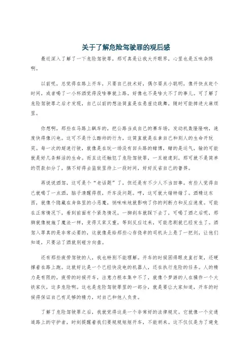 关于了解危险驾驶罪的观后感