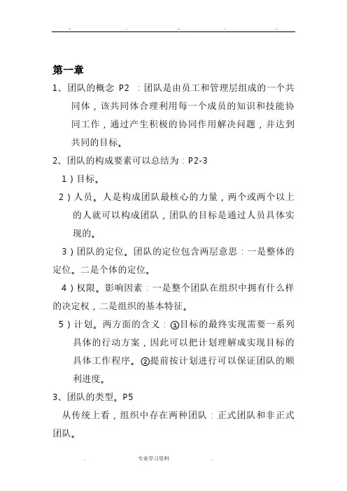 自学考《团队管理》总复习资料全