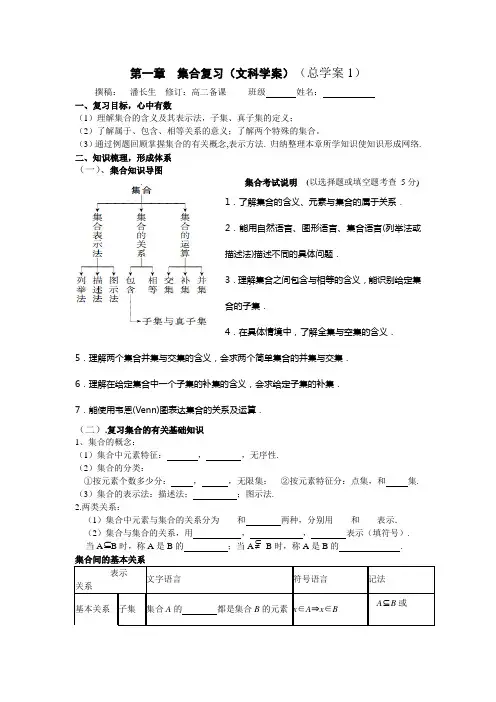 高中文科数学 第1章集合复习学案1