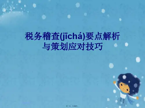 税务稽查要点解析与策划应对技巧
