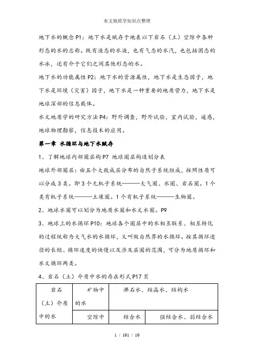 水文地质学知识点整理