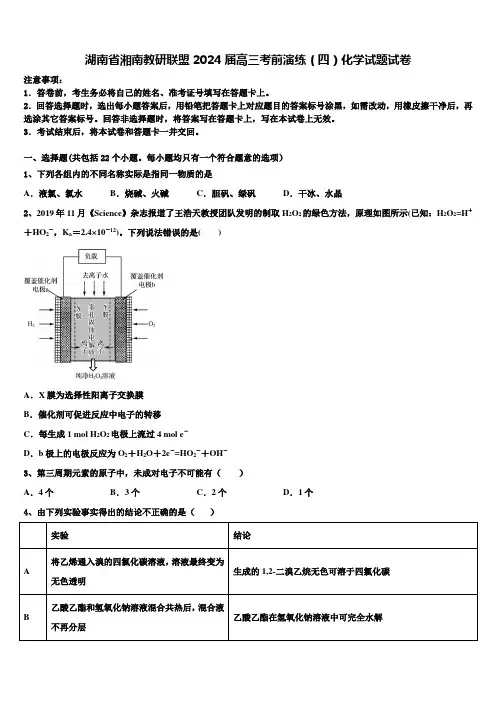 湖南省湘南教研联盟2024届高三考前演练(四)化学试题试卷含解析