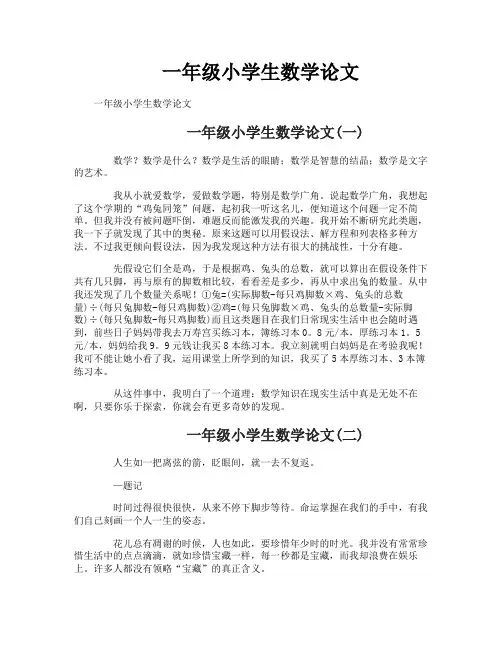 一年级小学生数学论文