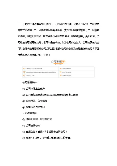 四川公司注销条件及流程