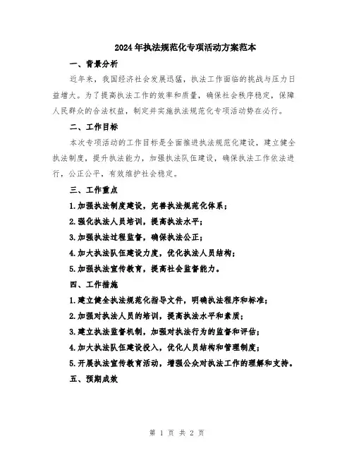 2024年执法规范化专项活动方案范本