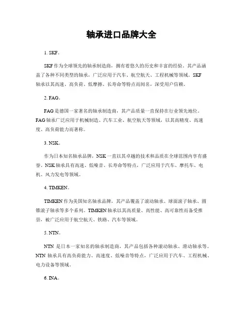 轴承进口品牌大全