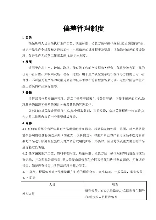 偏差管理制度-新版GMP