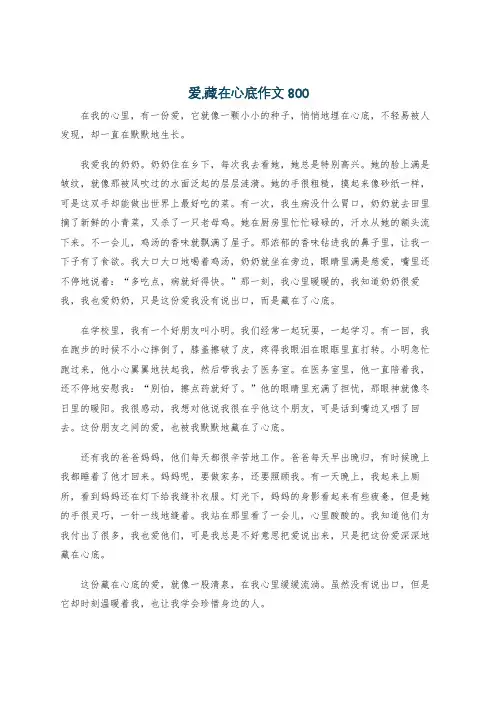 爱,藏在心底作文800