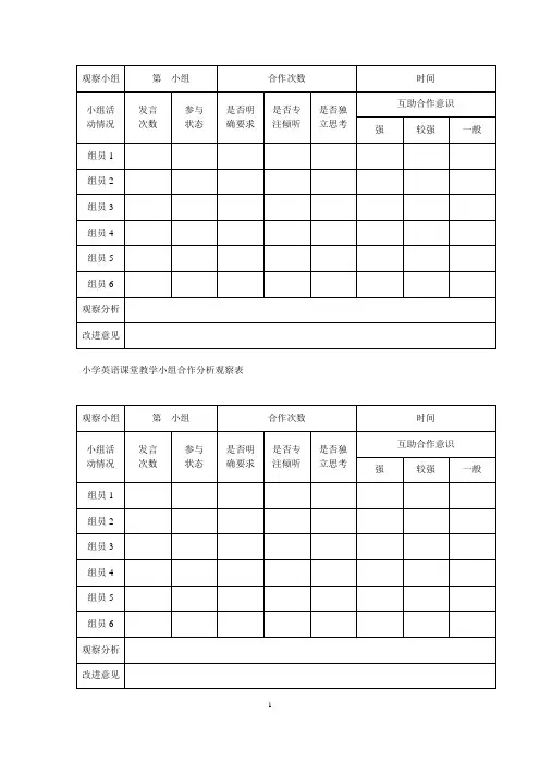 小组合作观察记录表