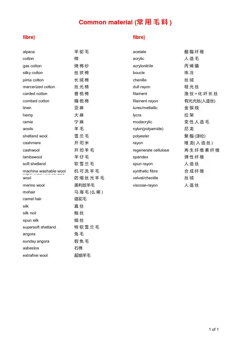 毛衣概念英语